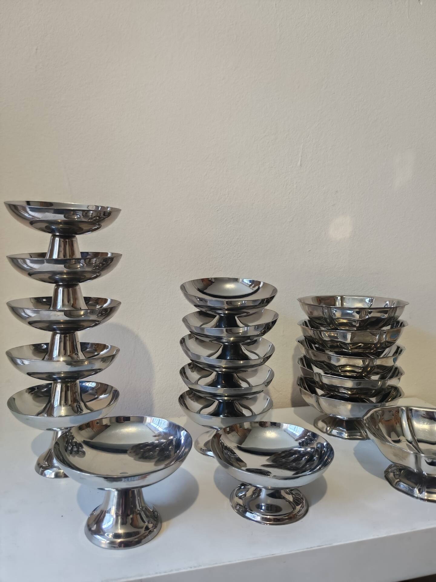 18 low sorbet cups in stainless steel chrome