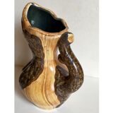 Faux-bois ceramic pitcher signed "Cérart" MONACO vintage