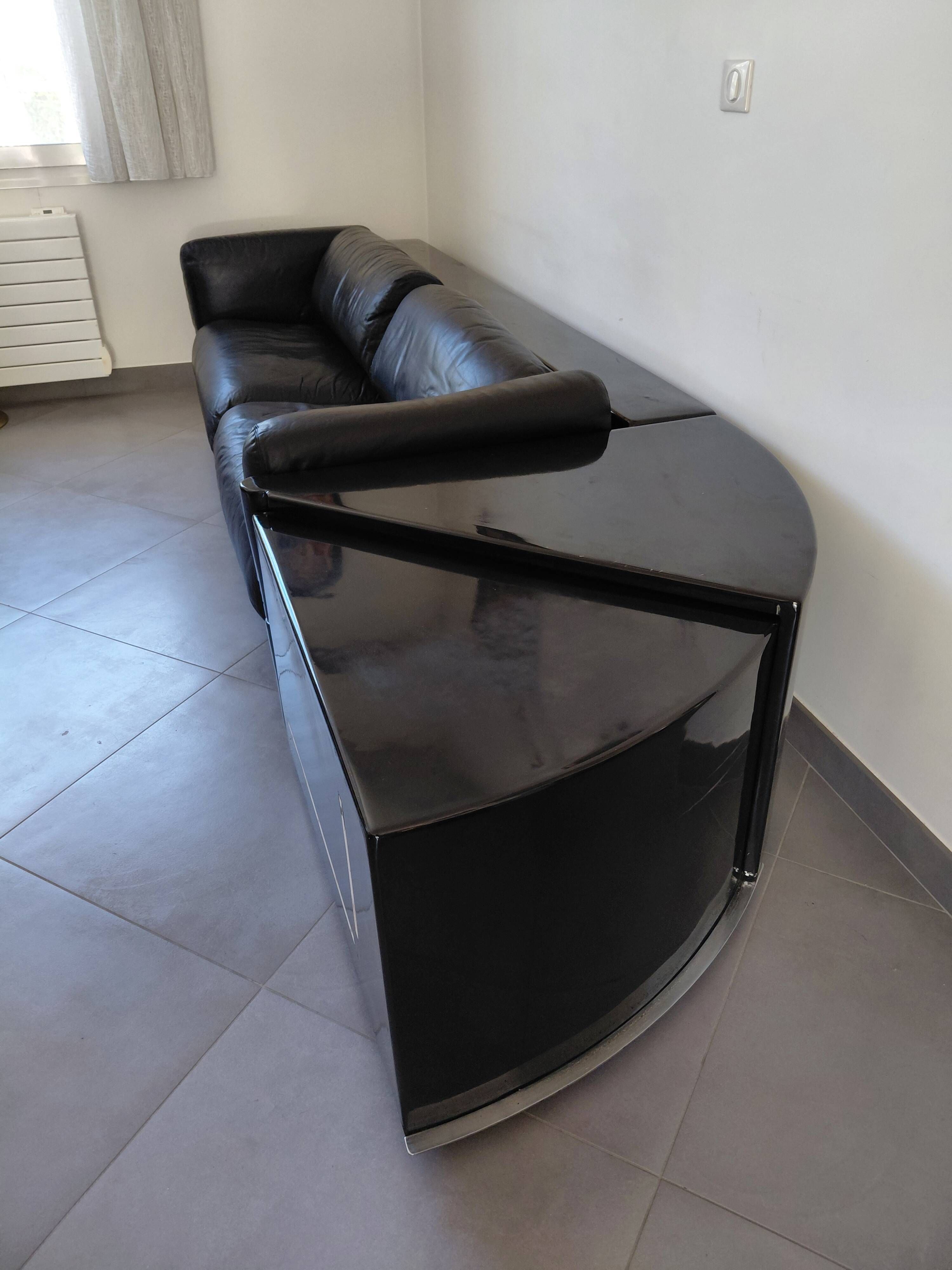 Cini Boeri - Gradual Lounge Sofa Black Leather Knoll/Gavina