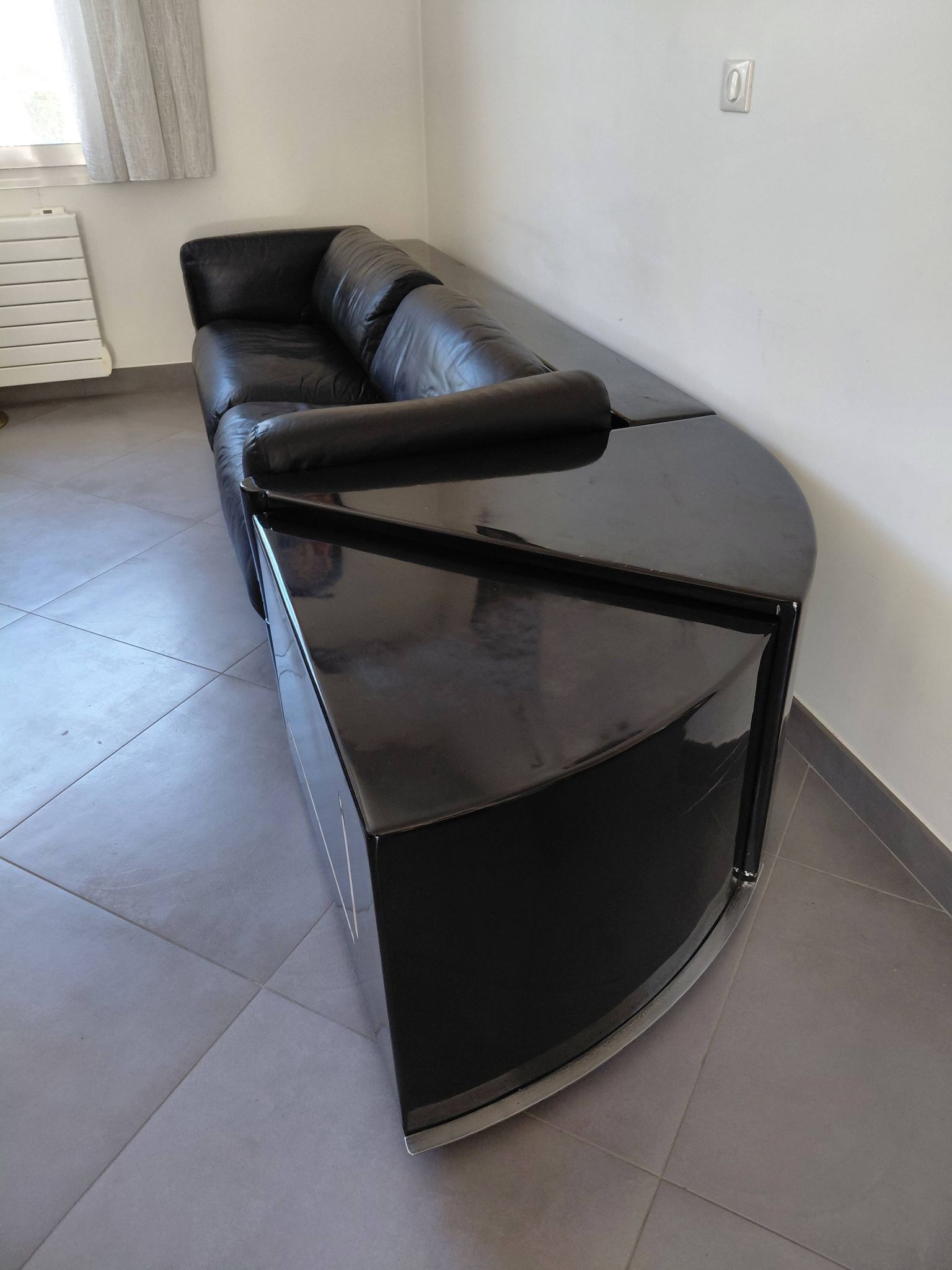 Cini Boeri - Gradual Lounge Sofa Black Leather Knoll/Gavina