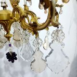 6-light bronze and crystal chandelier