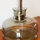 Smoked glass suspension and globe, Design, 1970