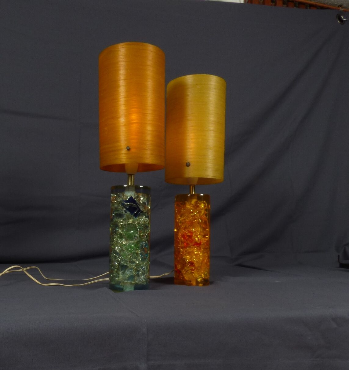 Pair of Prova fractal resin lamps, 1960