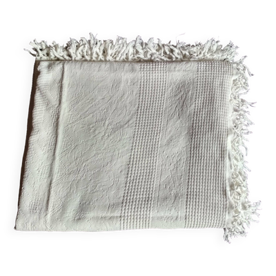 Dessus de lit en coton blanc tissé , lit 2 places