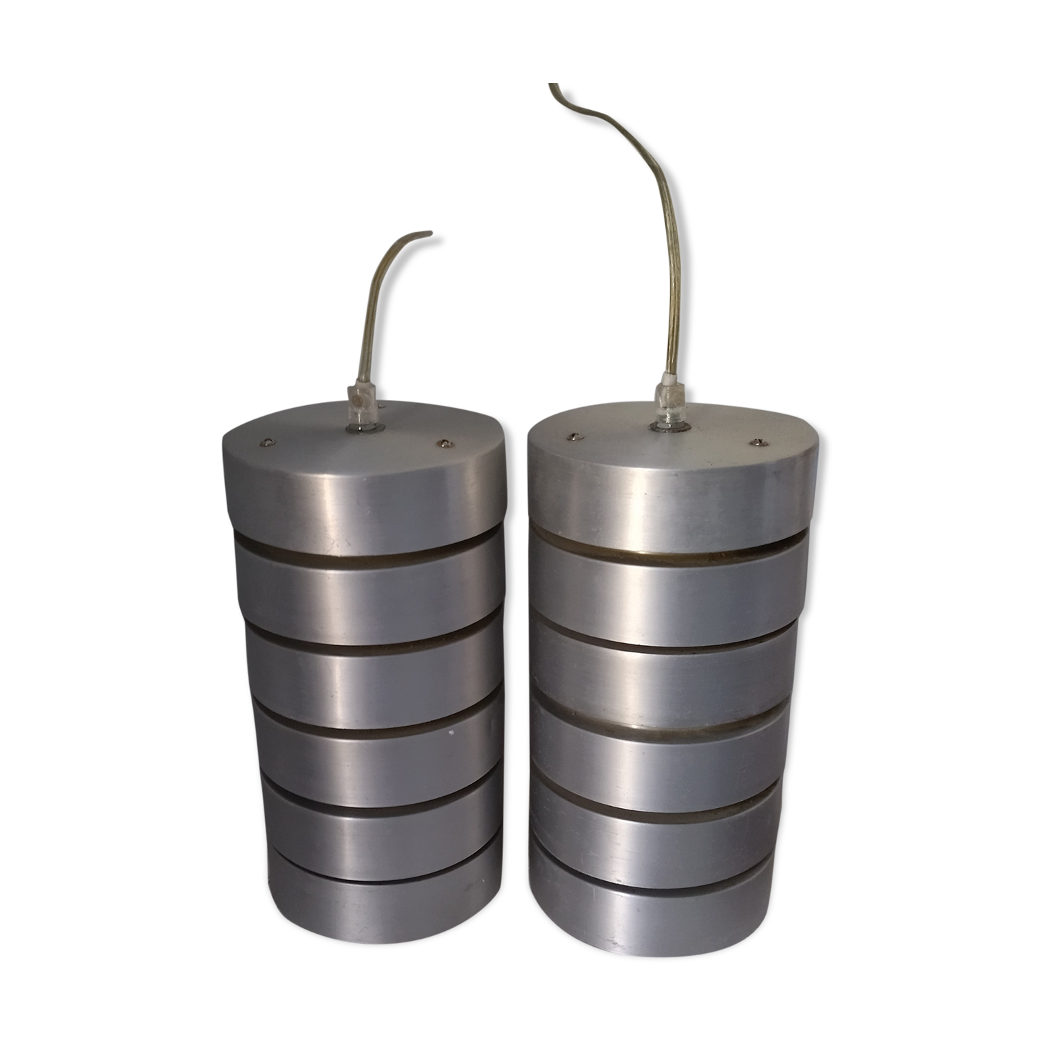 Pair of suspension brushed aluminum 70s