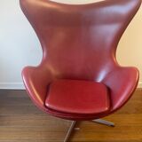 Design armchair Fritz Hansen "egg", leather by Arne Jacobsen