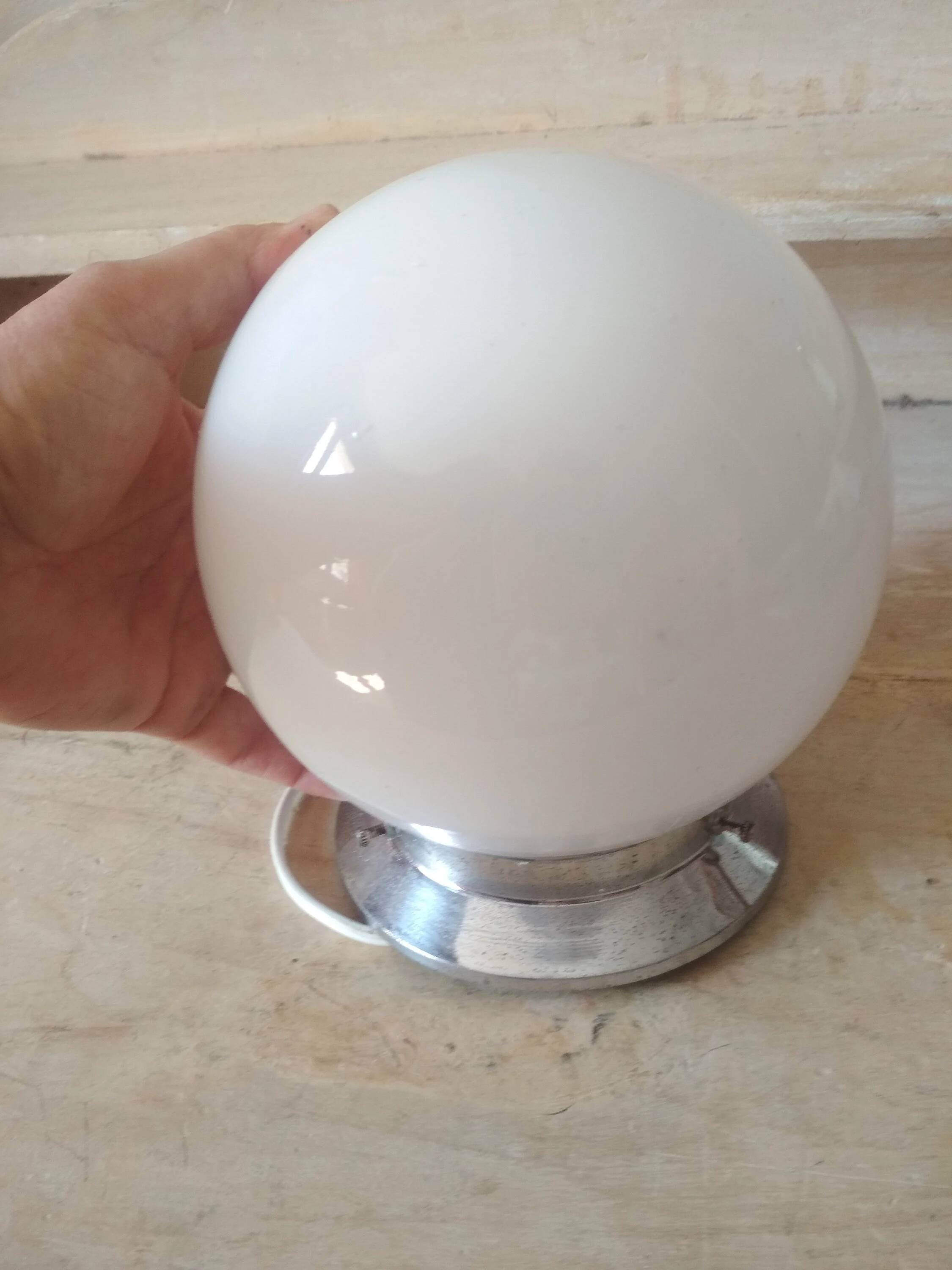 1940s ceiling light, white opaline globe