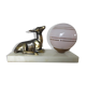 Fawn lamp, doe Art Deco marble white opaline pink and regulates 30/40 years