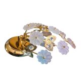 Pair of Banci Florence gold metal and crystal flower wall sconces