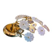 Pair of Banci Florence gold metal and crystal flower wall sconces