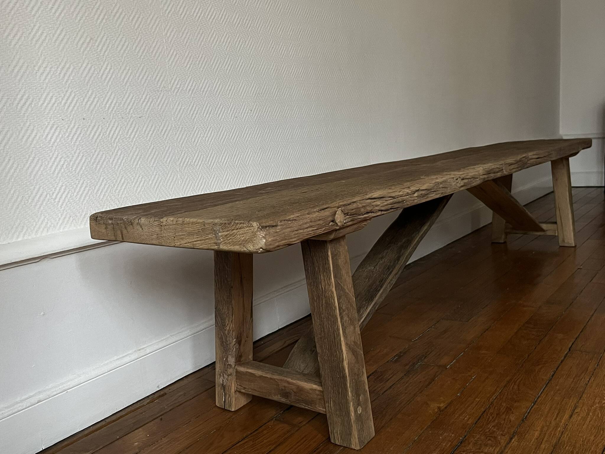 Millau bench solid oak antique - 200 cm
