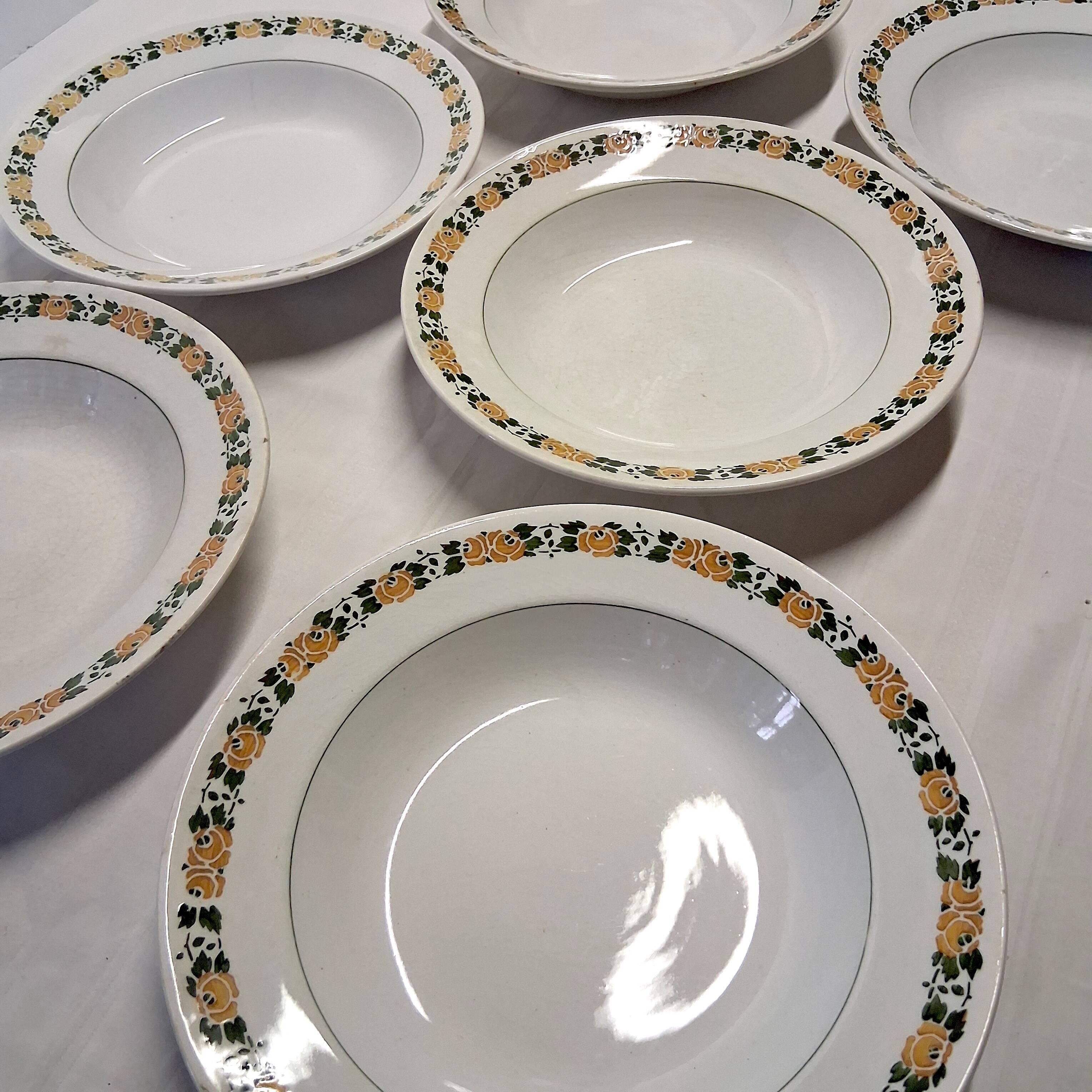 6 antique Villeroy & Boch soup plates in good condition