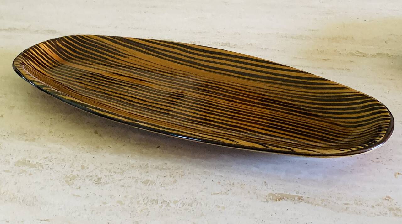 Grand plat en céramique vintage par Sarreguemines, circa 1970's