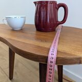 Restored vintage varnished wood bean-shaped tripod table