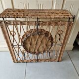 Woven wicker coat rack