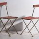 Antique red folding garden chairs (circa 1920). Set of 4 pieces