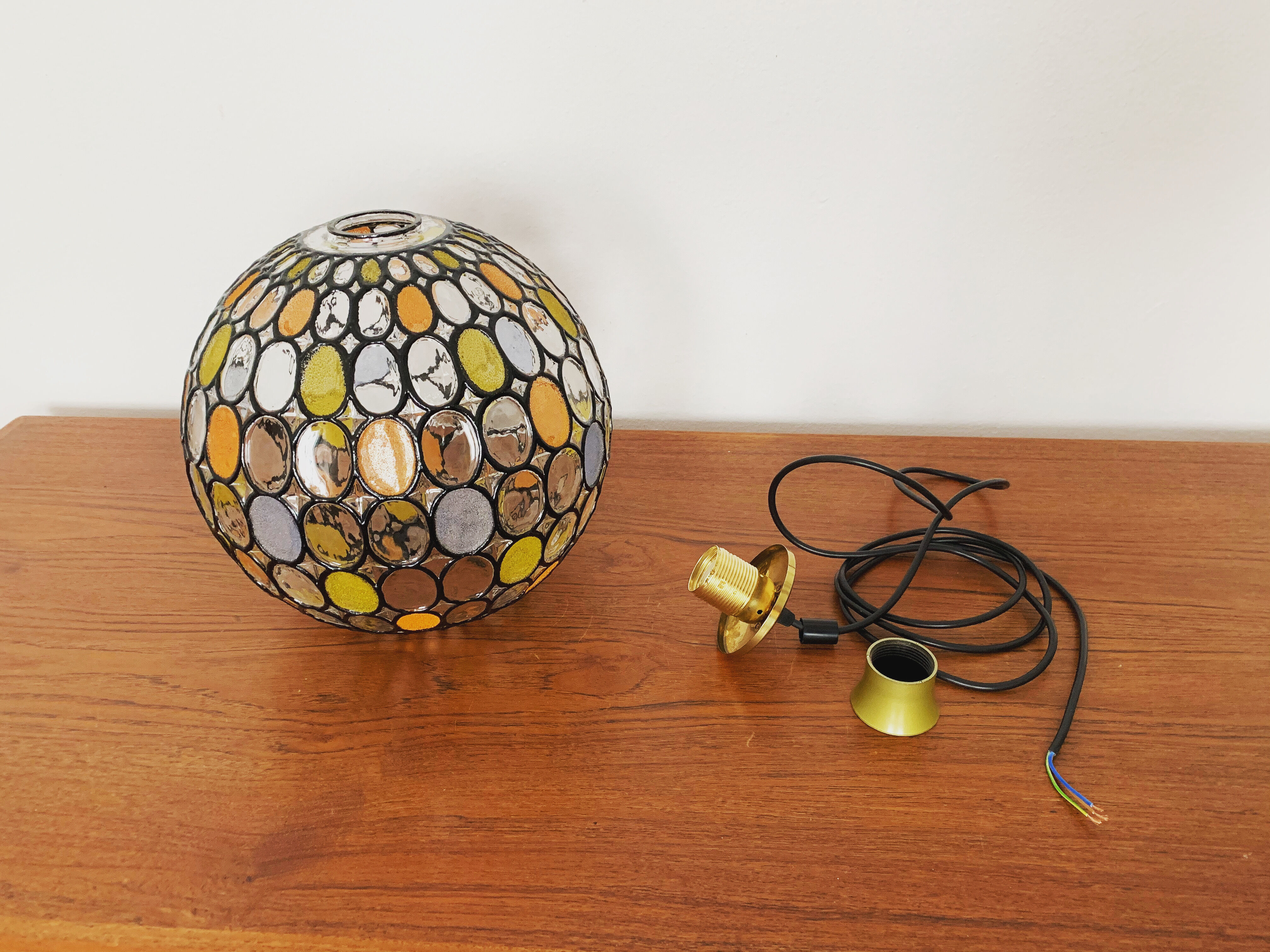 Colourful glass pendant lamp by Glashütte Limburg