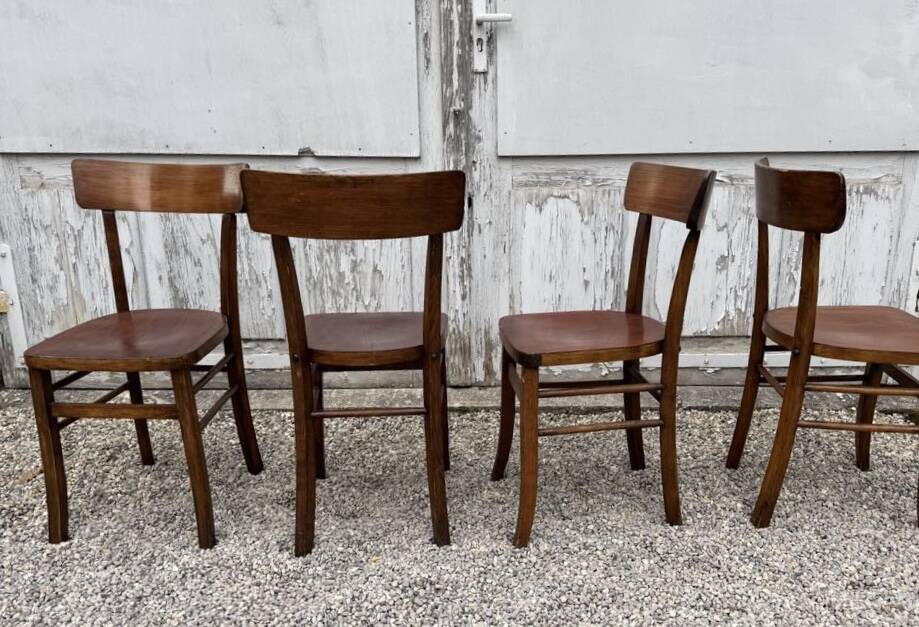Series Lot of 8 old vintage bistro chairs
