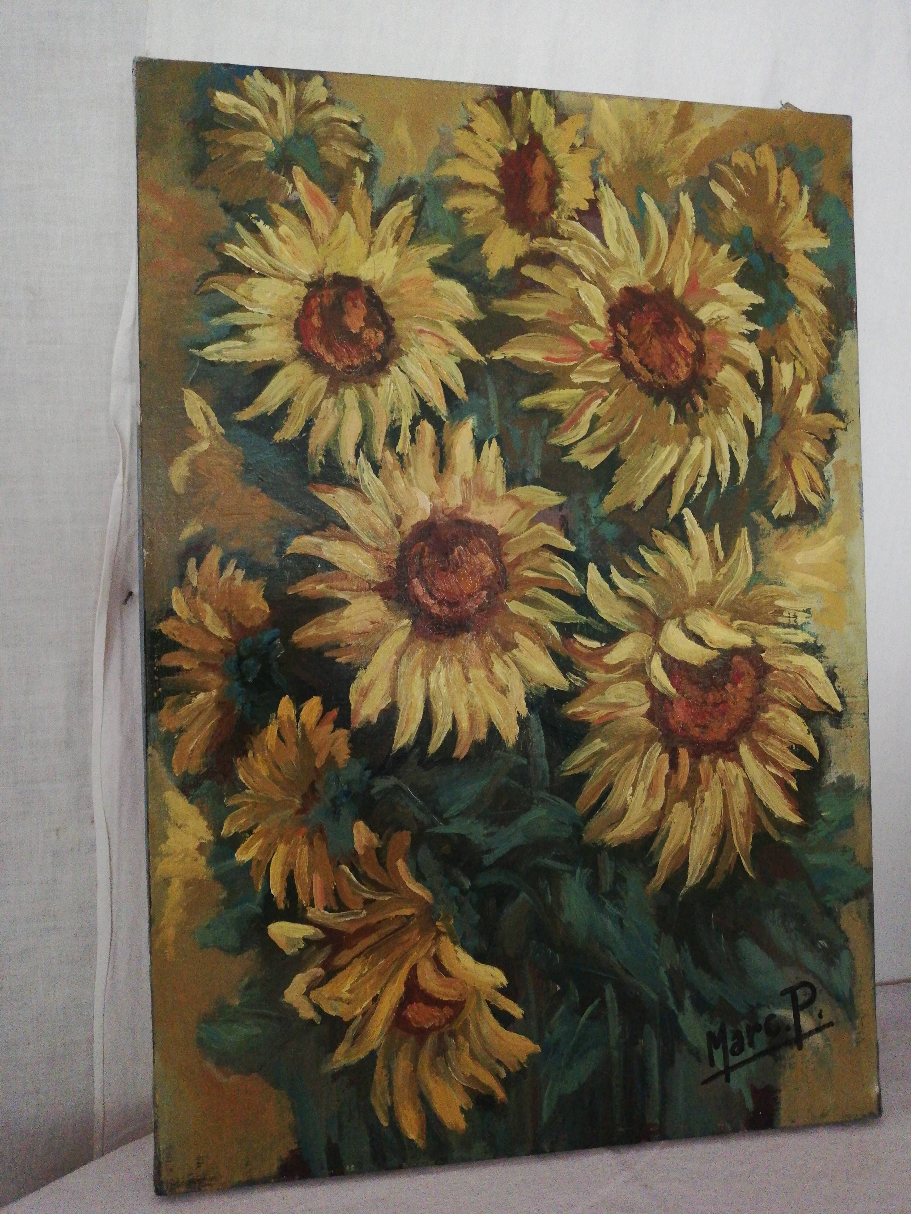 Oil on canvas sunflowers