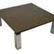 Table basse carrée plateau en pierre et piètement en acier chromé - années 60