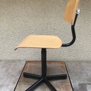 Chaise atelier métal noir avec assise & dossier bois réglable style vintage