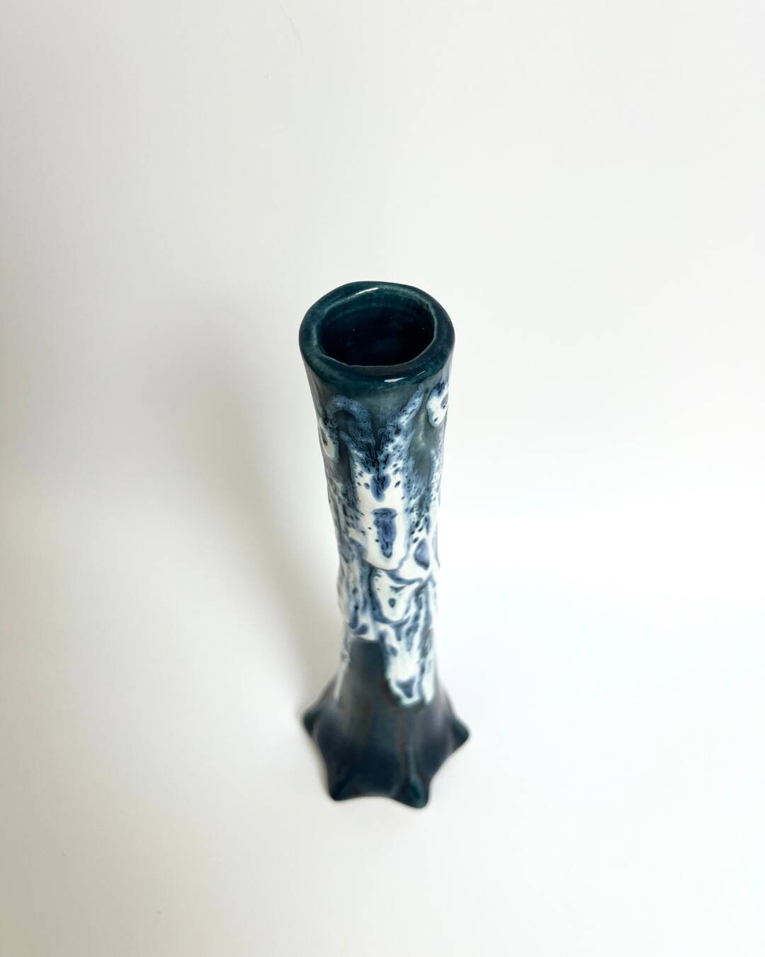 Vallauris Fat Lava Vase – Vintage French Ceramic Soliflore 60s Blue White