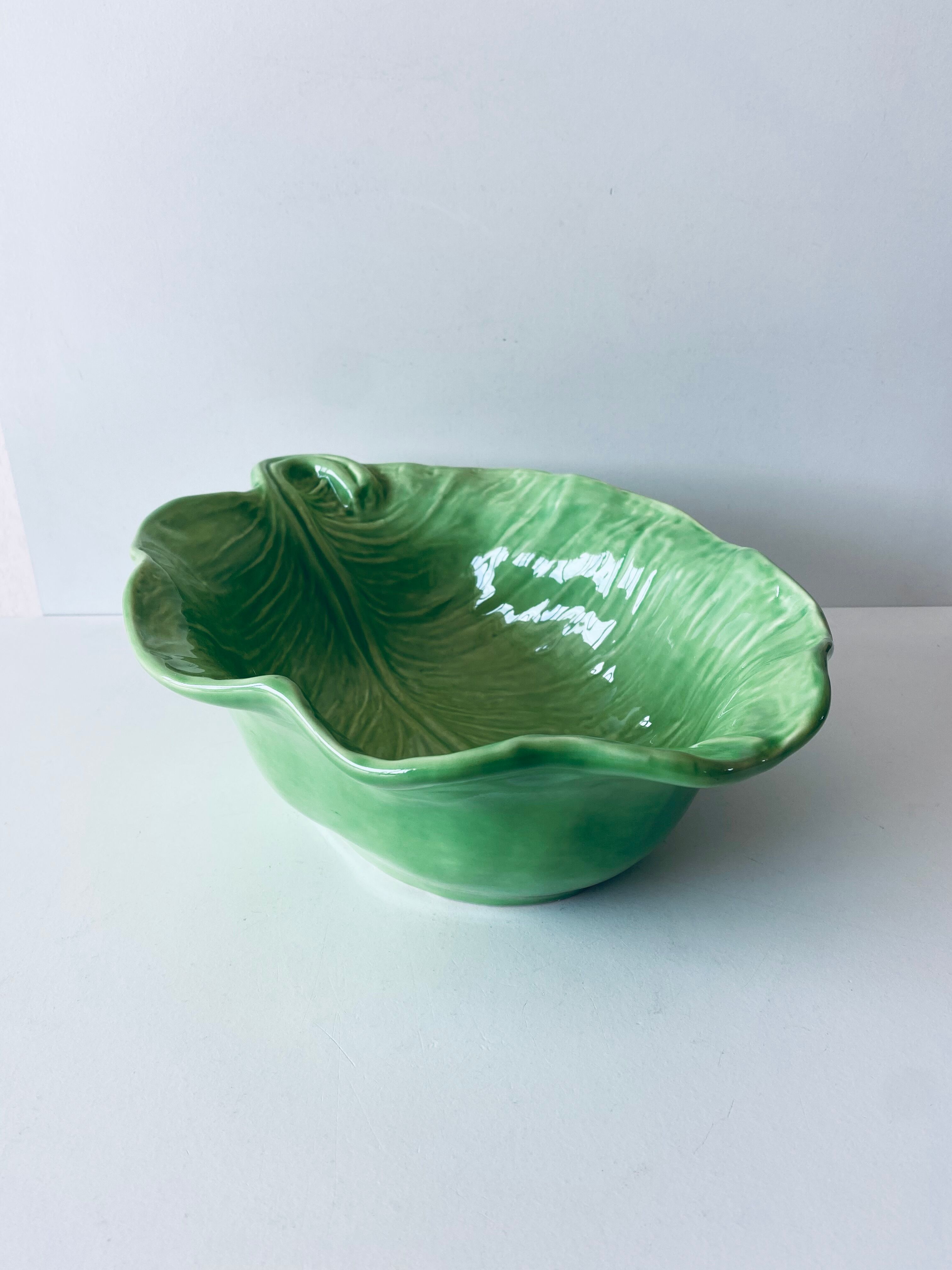Saladier barbotine feuille