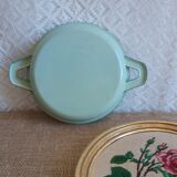 Plat a oeufs vert acier émaillé vintage