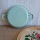 Egg dish green steel enamelled vintage