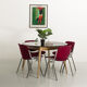 Round table, black lacquered top, solid oak base