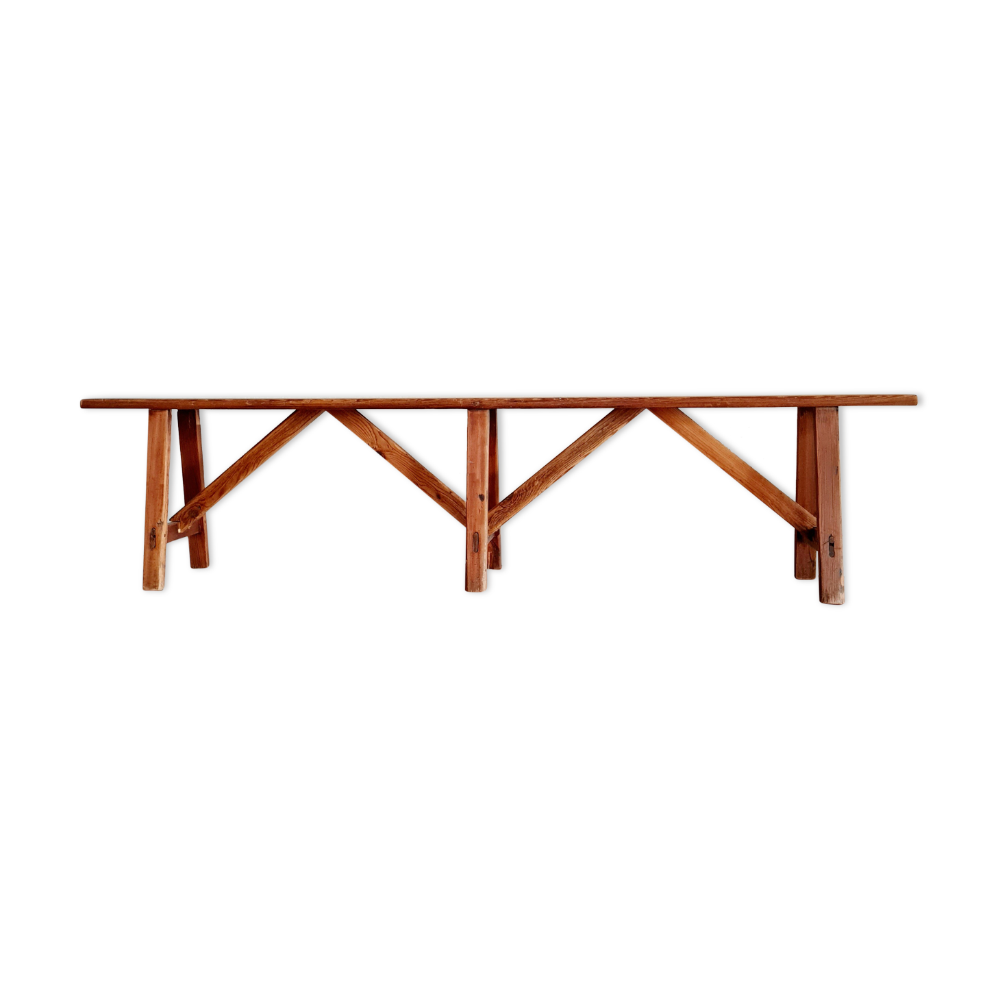 Old wooden farmhouse bench