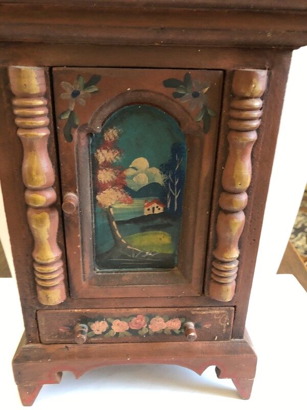 Vintage wooden doll cabinet
