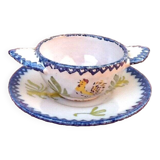 Charolles earthenware eared bowl / saucer rooster model