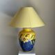 Large blue and yellow lamp with floral patterns H60