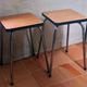 Pair of vintage school stools in formica and chrome metal – 1960s/70s