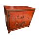 Low sideboard with lacquered decoration with birds on orange background Far East China Japan