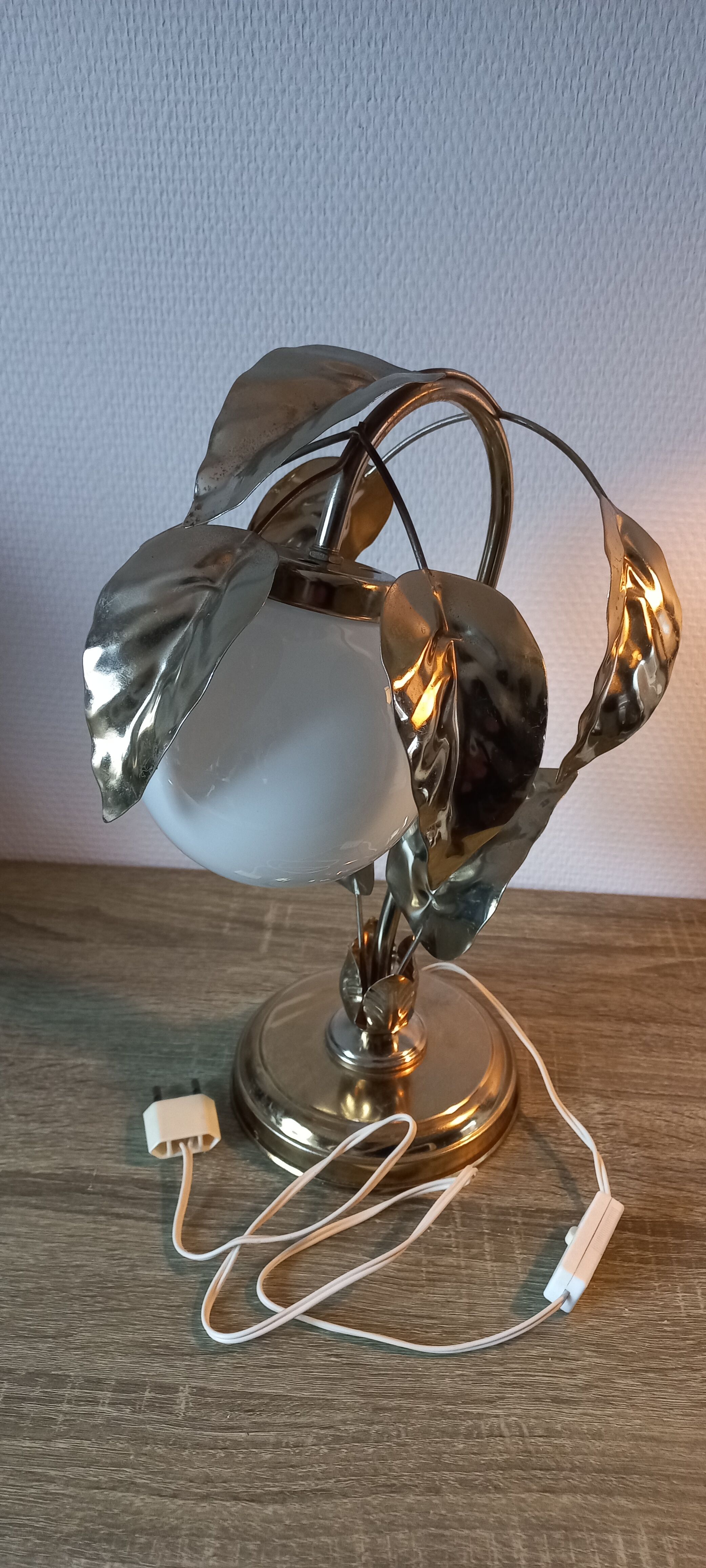 Vintage lamp with golden leaves