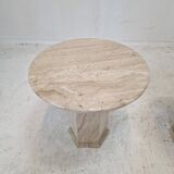 Set of 2 Italian Travertine Pedestals or Side Tables, 1980s