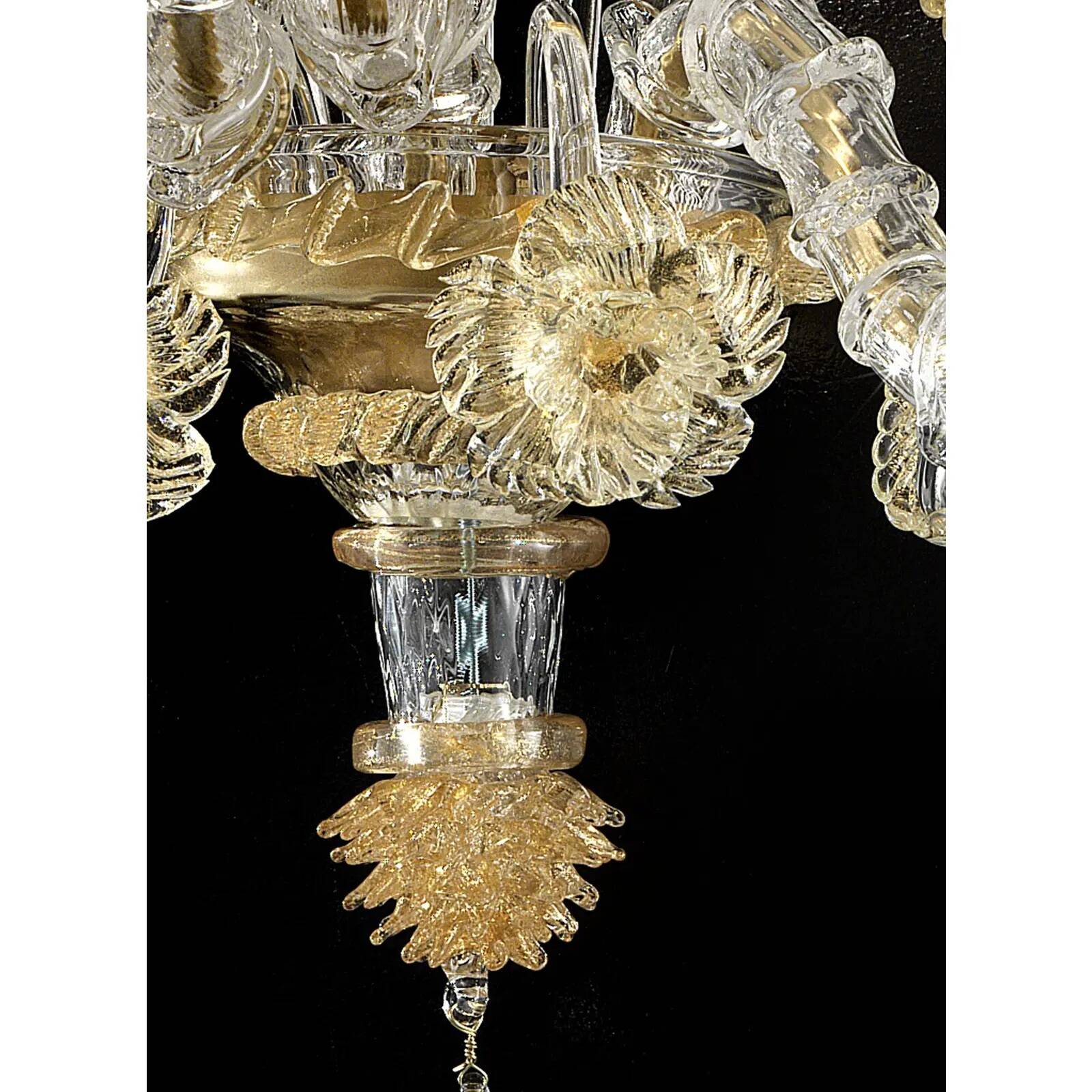 Verre de Murano italien Ca’ Rezzonico – Design floral en or fait à la main