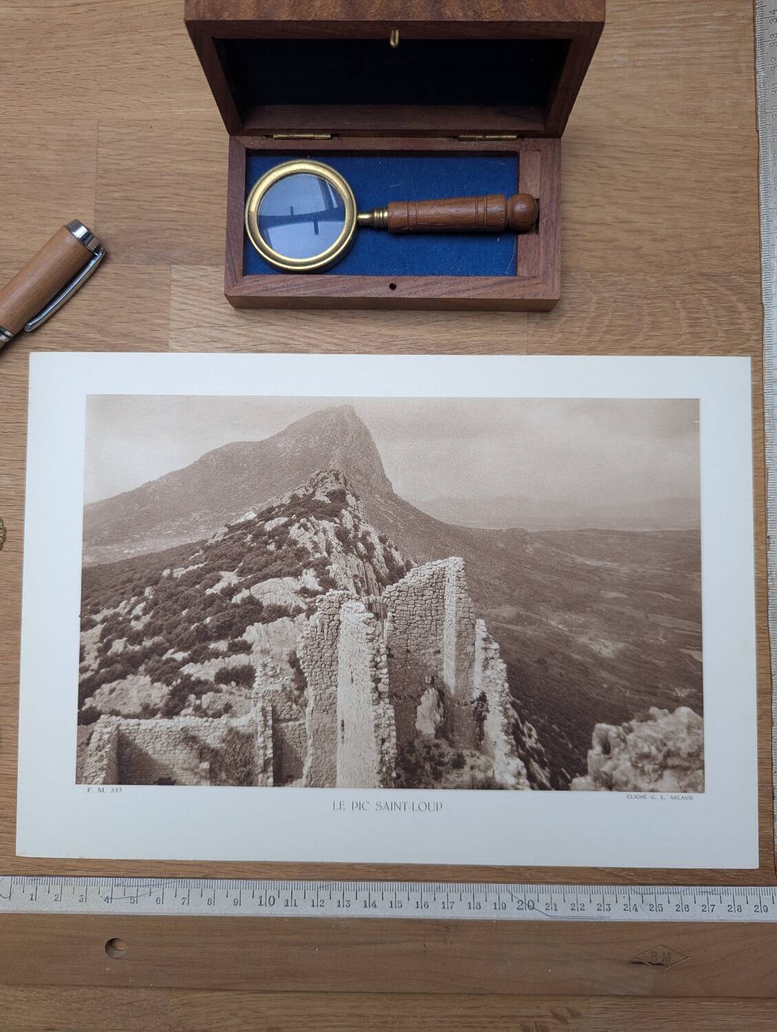 Pic Saint-Loup, vintage, photo plate printed in 1935.