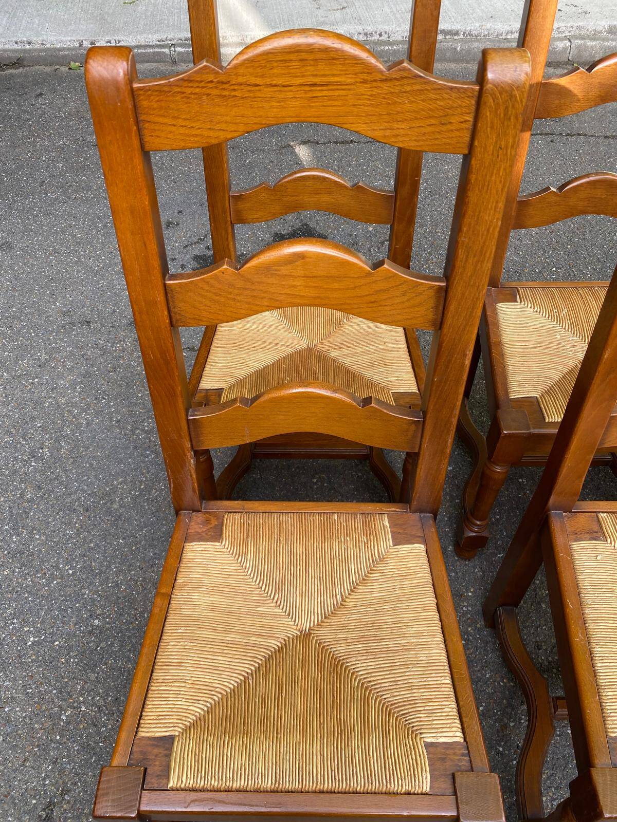 6 chaises à manger paillées dossier haut type ferme