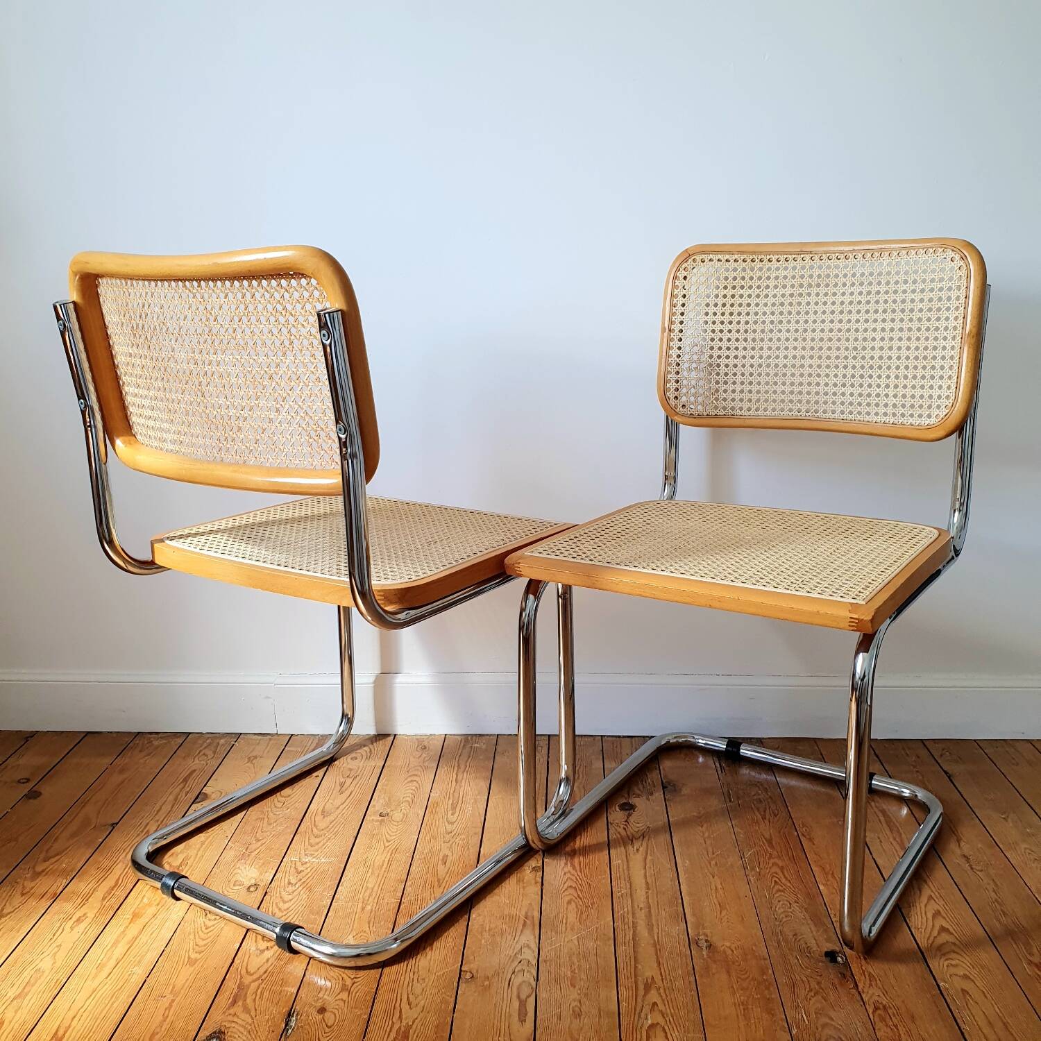 Pair of B32 Marcel Breuer cane chairs