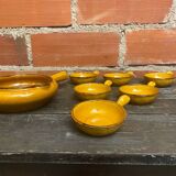 Lot of 6 Vallauris VALFLAM Vintage Enamelled Terracotta Pans #D