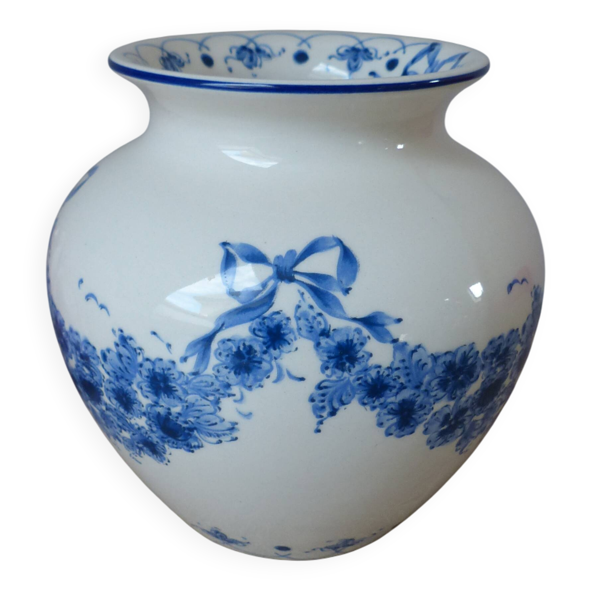 Vase boule signé Sia "Blue Garland"