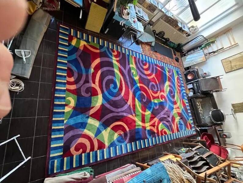 1980s XXL huge Design abstract high quality wool carpet/rug for Hilton hotel