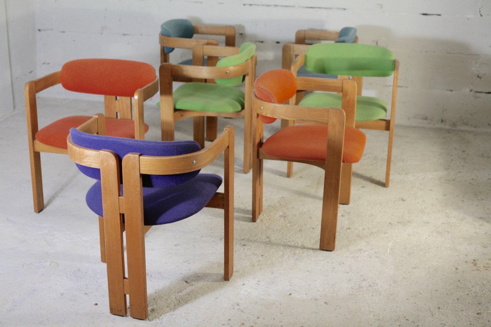 7 Chairs Pigreco by Tobia Scarpa, Gavina Edition, Italy, 50s