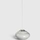 Suspension UFO in white opal with steps and chrome metal