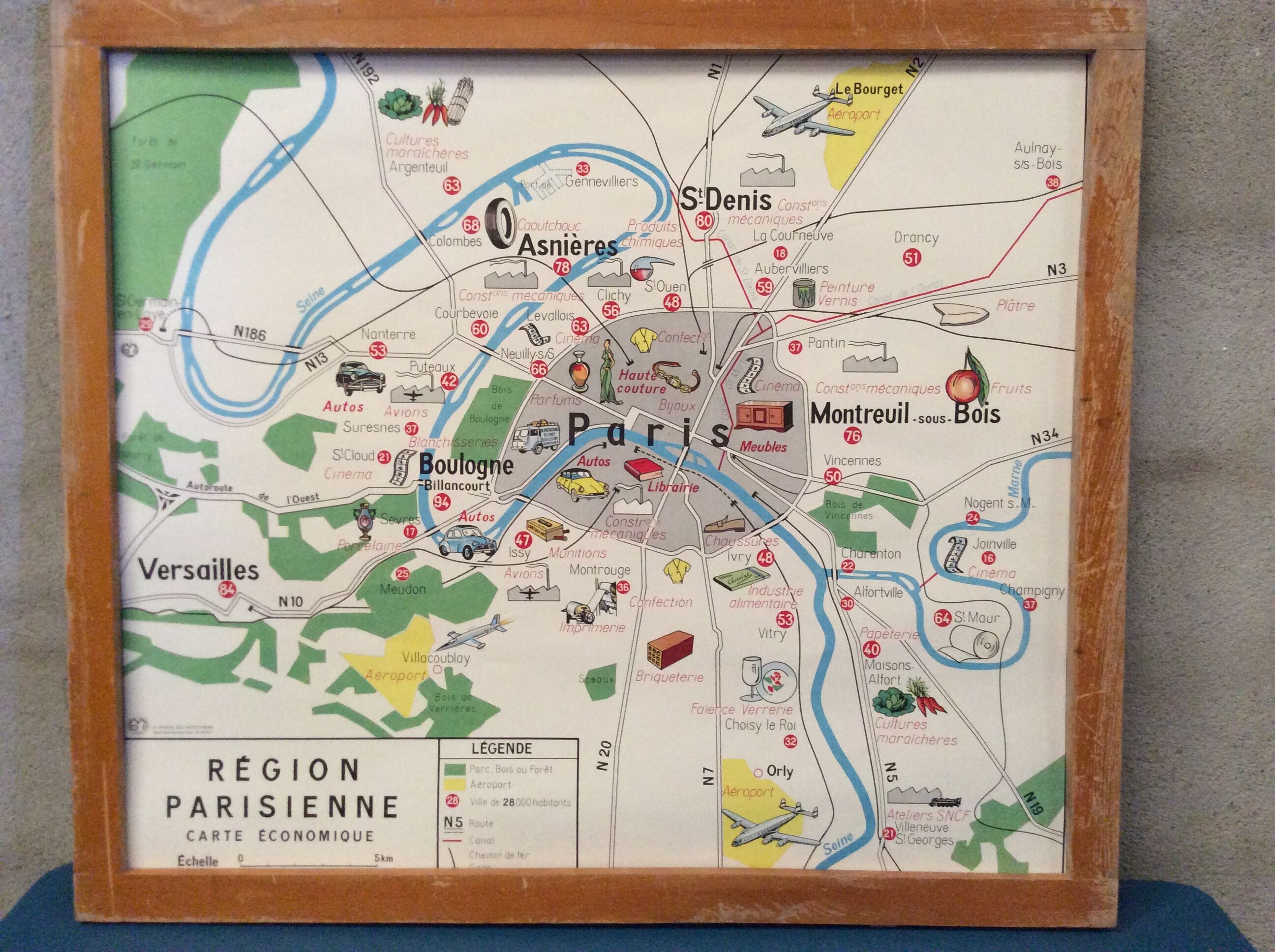 Paris school poster/ Paris region two-sided 1960 vintage