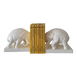 Book endpiece "elephants" in white ceramic