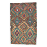 6x10 Green & Purple Vintage Kilim Rug, Modern Oushak Rug, 181x291Cm